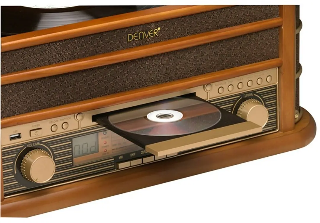 Denver MCR50 Retro Platenspeler - Hout