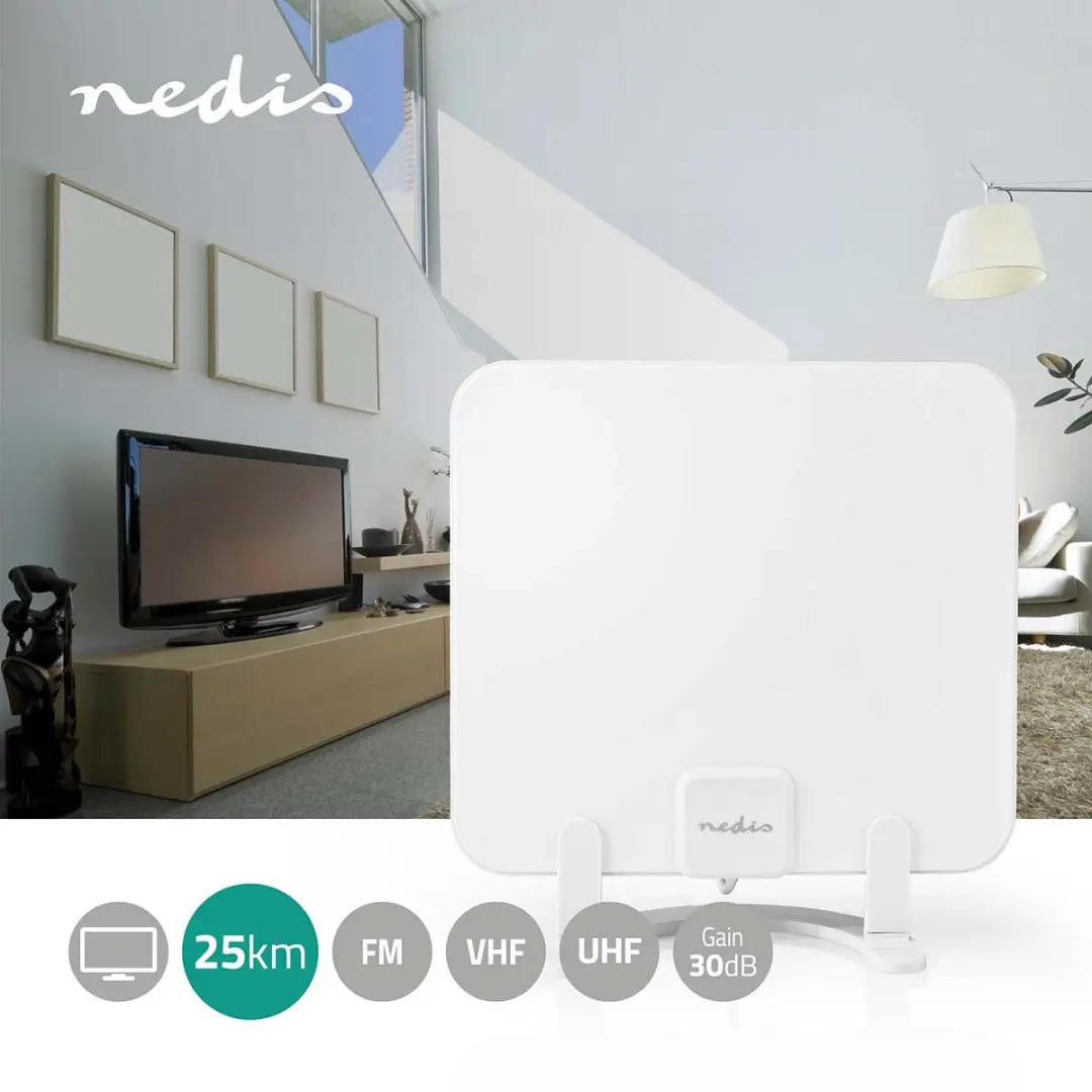 Nedis Binnenantenne ANIR2502BK700 - Actief - 30 dB - Wit