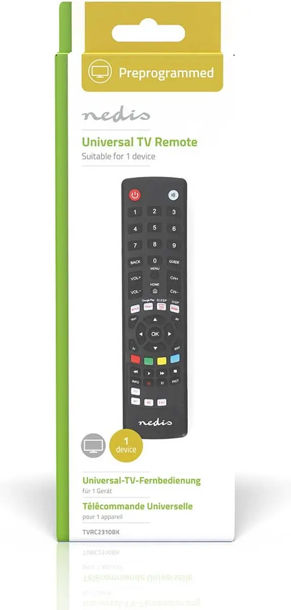 Nedis Universele Afstandsbediening TVRC2310BK - Infrarood - Zwart