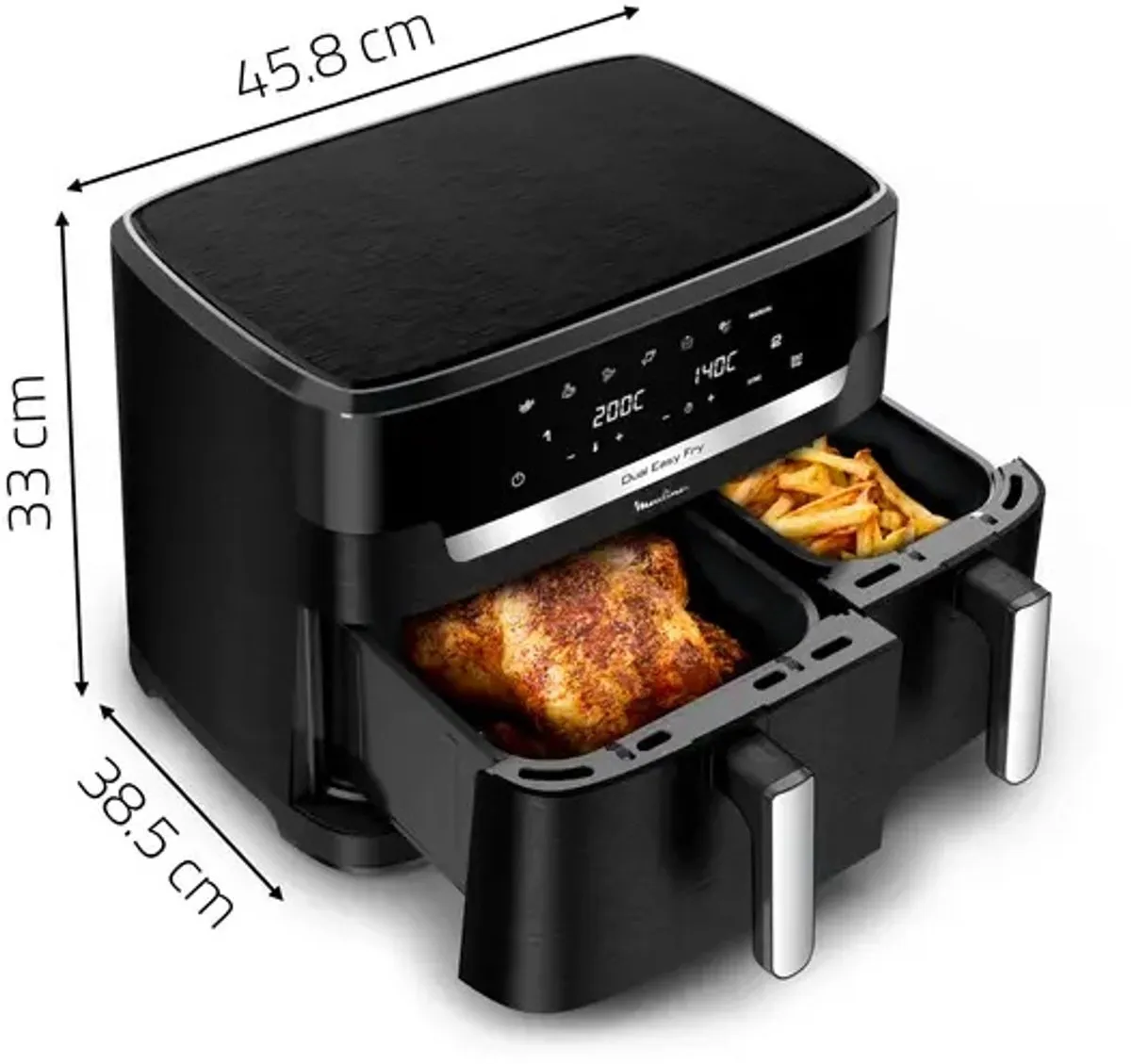 Moulinex EZ942HF0 Dubbele Heteluchtfriteuse 2020W - Houtskool