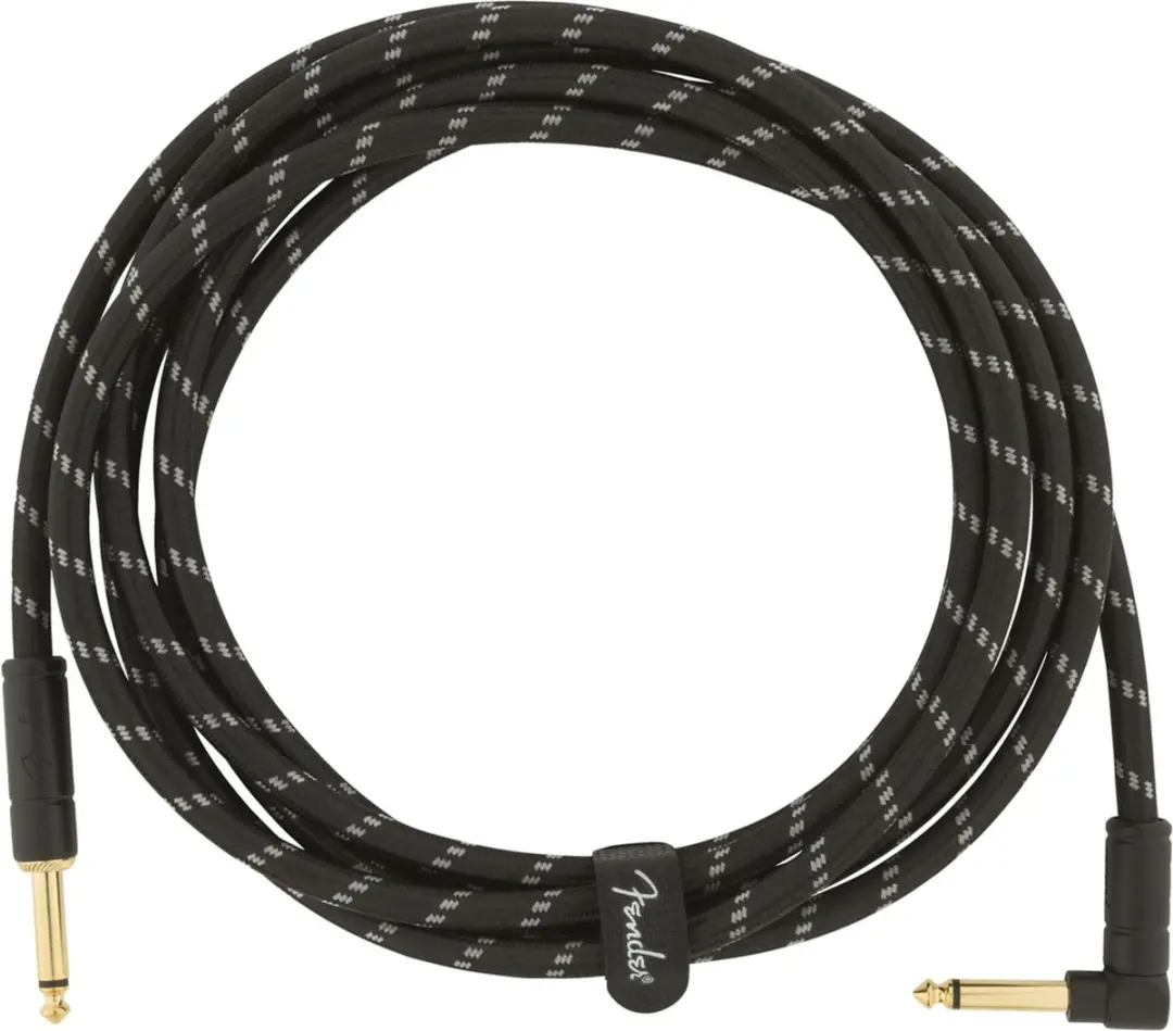 Fender Deluxe Series Black Tweed Gitaarkabel 3m - Recht/Haakse Pluggen