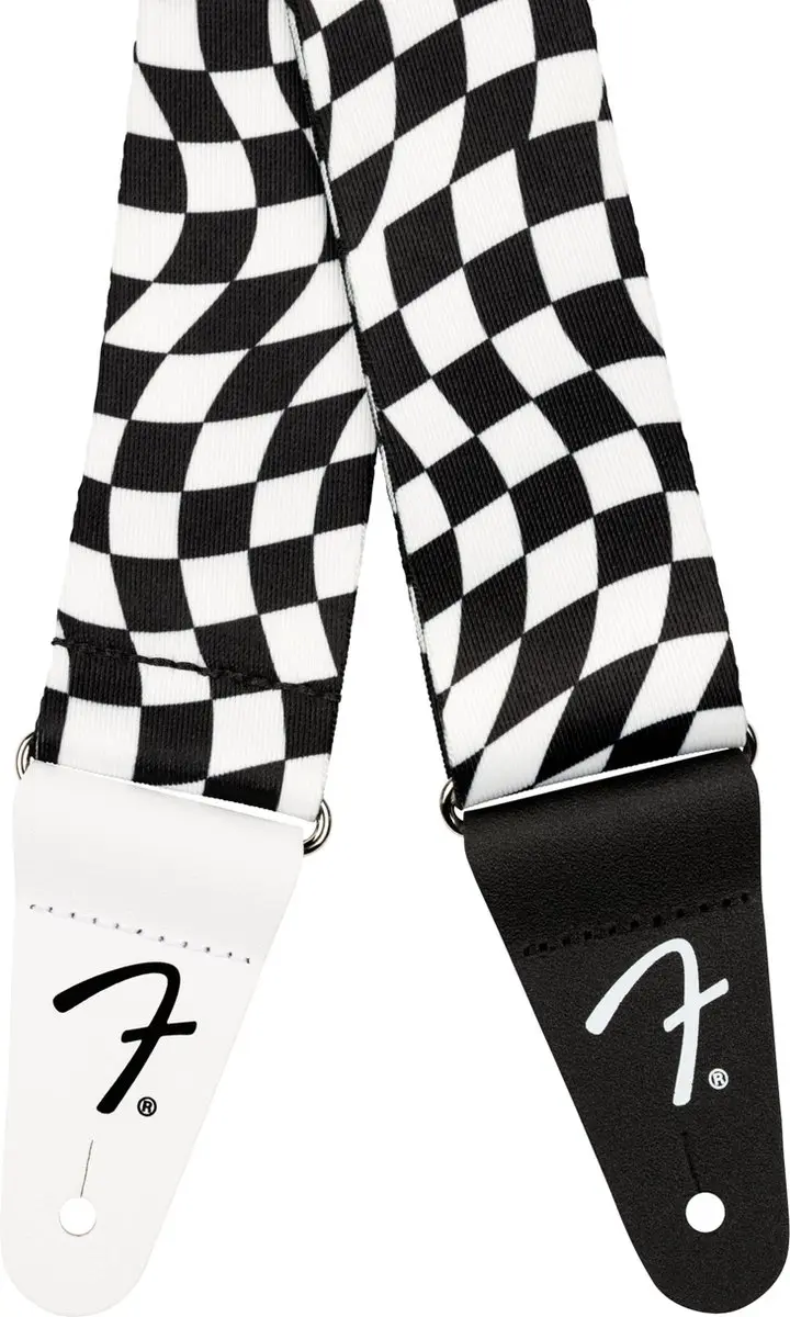 Fender Wavy Checkerboard Gitaarband - Zwart/Wit