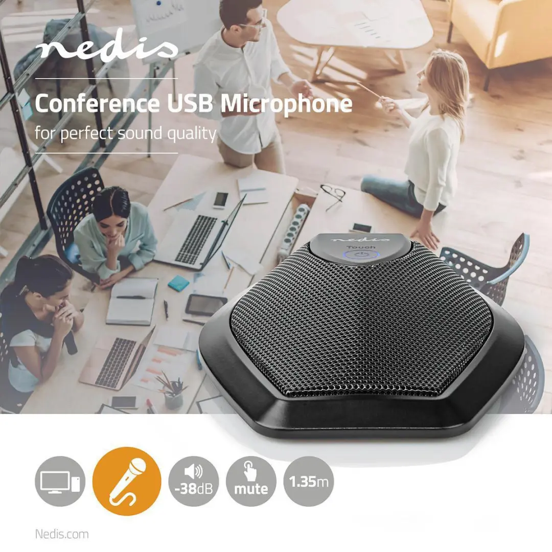 Nedis MICCU100BK USB Microfoon - Zwart
