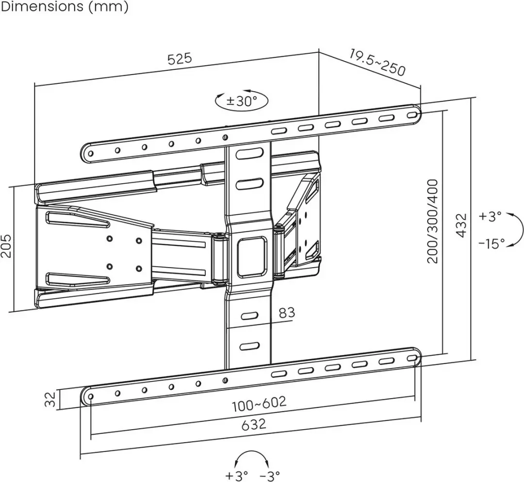 Nedis TVWM5560BK TV Muurbeugel - 43-90" - 50 kg - Zwart