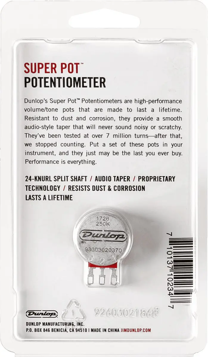 Dunlop DSP250S Potmeter 250K - Zilver/Rood