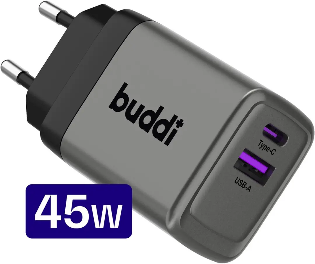 Buddi Power 45W USB-C USB-A Adapter