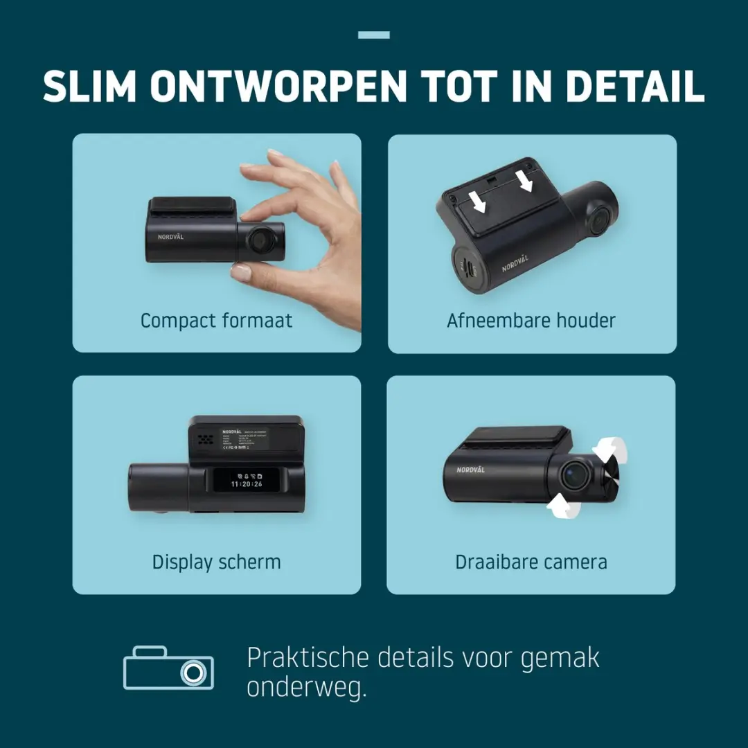 Nordväl DC101-2K Dashcam 2K QHD - Zwart