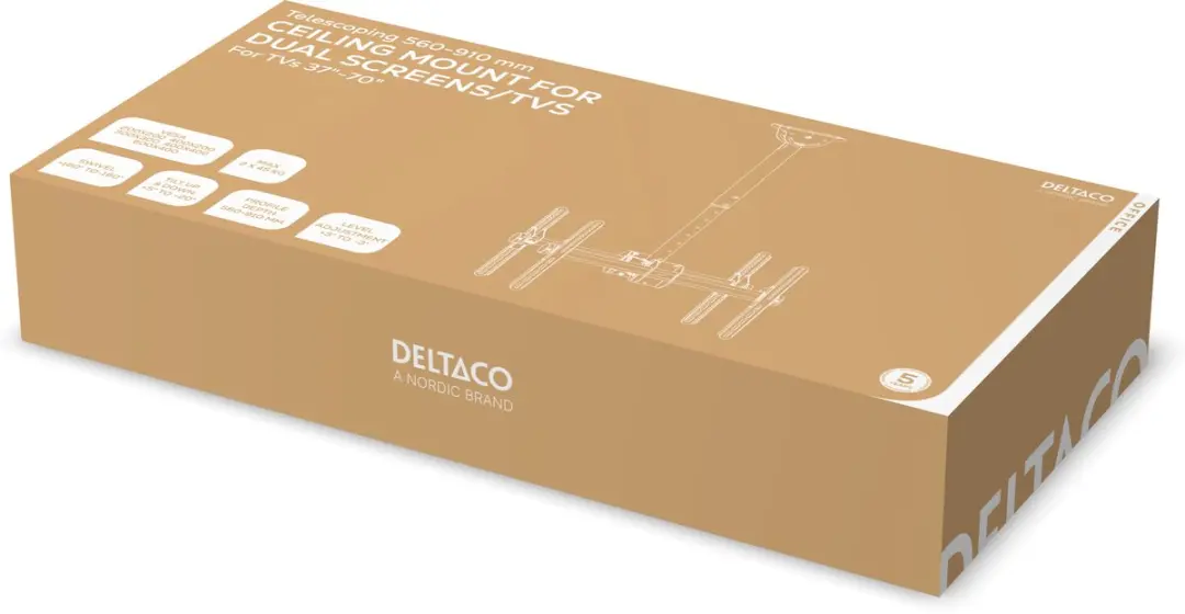 Deltaco ARM-0403 Plafondbeugel TV - 37-70" - Kantelbaar - Zwart