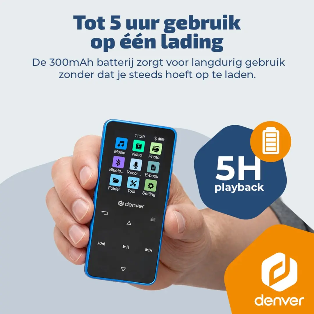 Denver MP1830BU MP3/MP4 Speler - Blauw