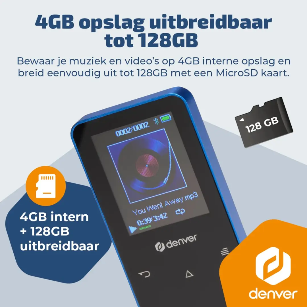 Denver MP1830BU MP3/MP4 Speler - Blauw