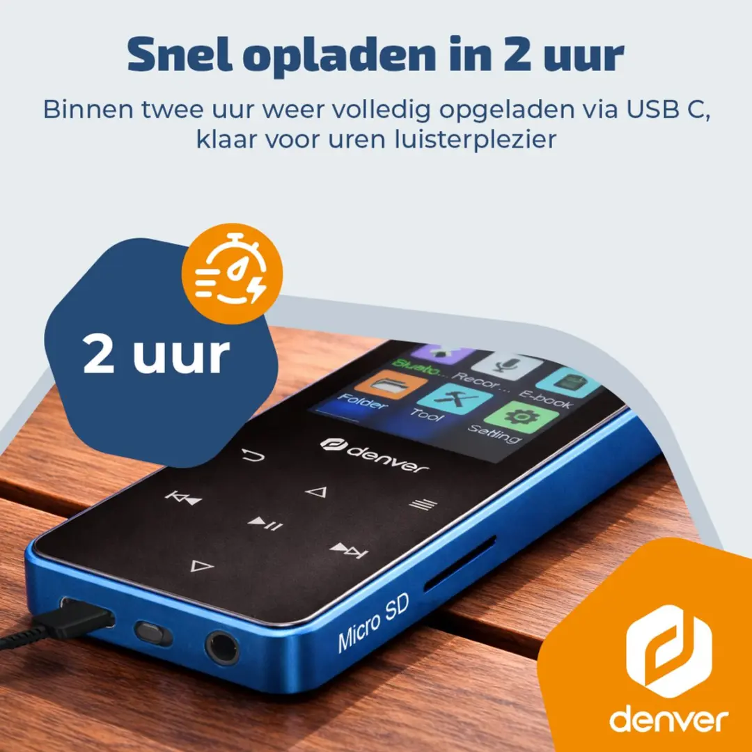 Denver MP1830BU MP3/MP4 Speler - Blauw