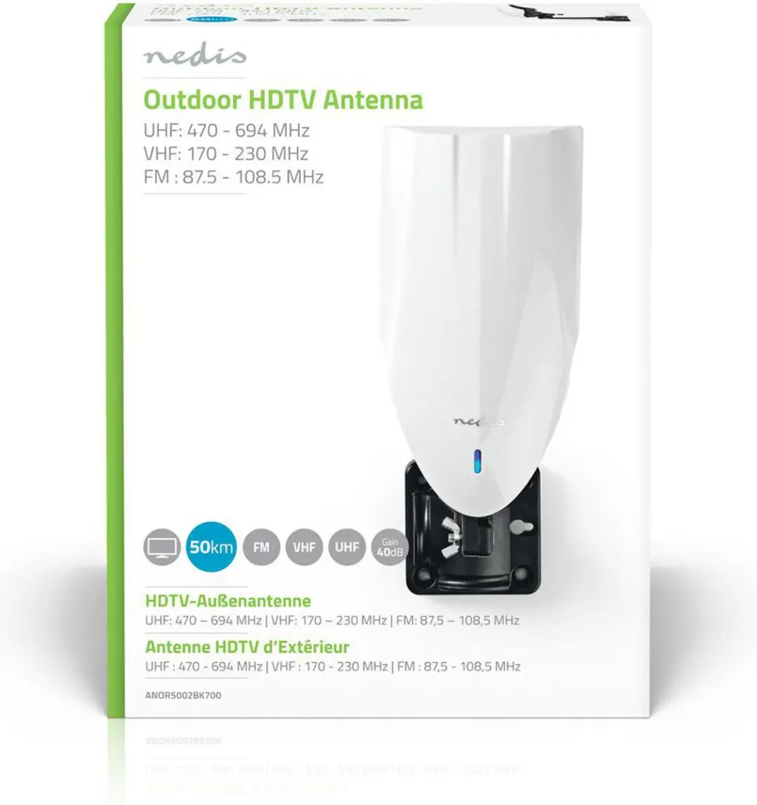 Nedis HDTV Buitenantenne ANOR5002BK700 - 25dB - Zwart - afbeelding 6 van 6