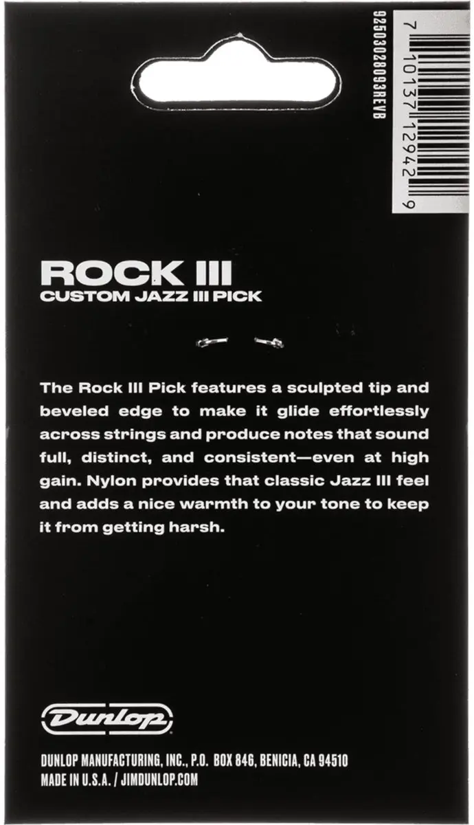 Dunlop 570P138 Rock III Nylon Custom Jazz III Plectrumset