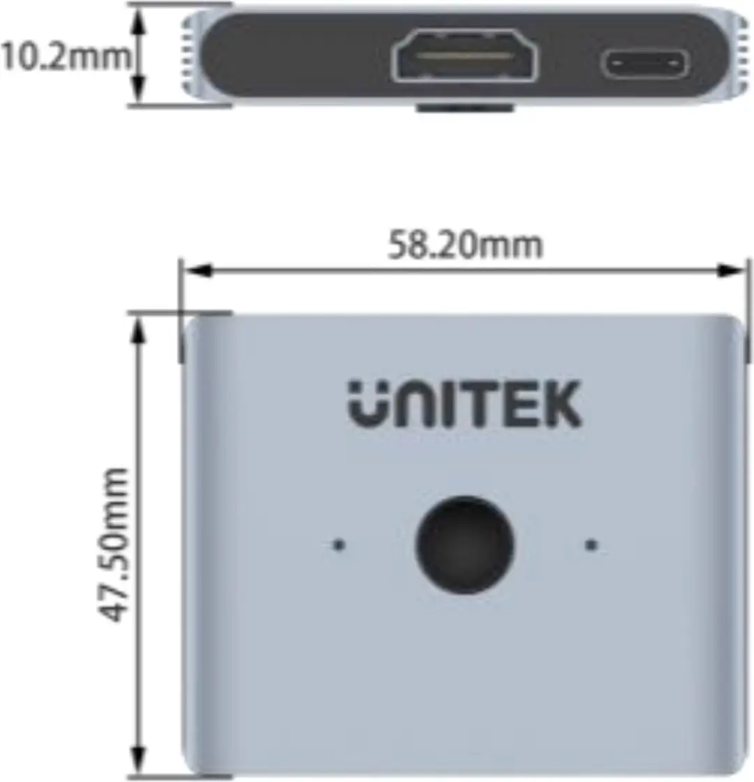 Unitek HDMI 2.1 8K Switch 2-na-1 - Grijs