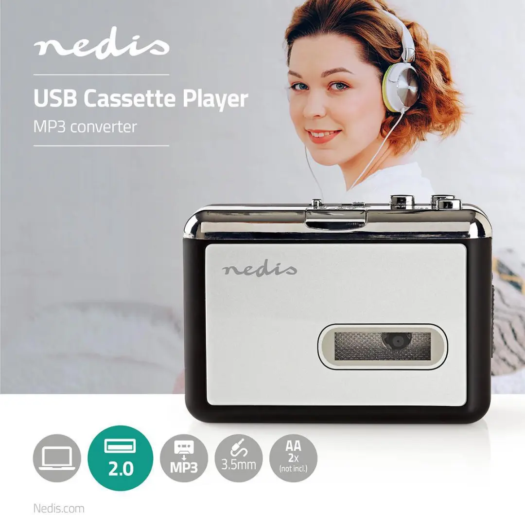 Nedis ACGRU100GY Cassetteadapter - Grijs