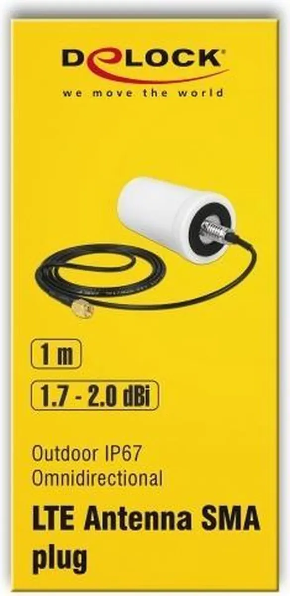 Delock Antenne LTE SMA 1,7-2,0dBi 1m - Omnidirectioneel Wit