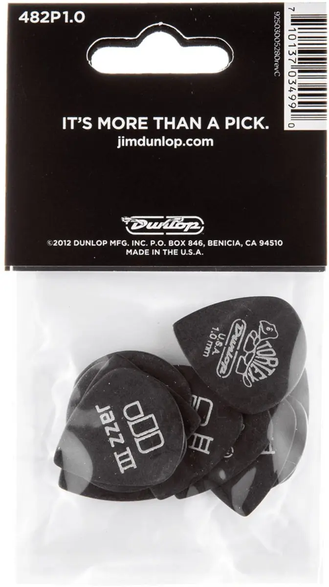 Dunlop Tortex Pitch Jazz Picks 1.00 - 12 Stuks - Zwart