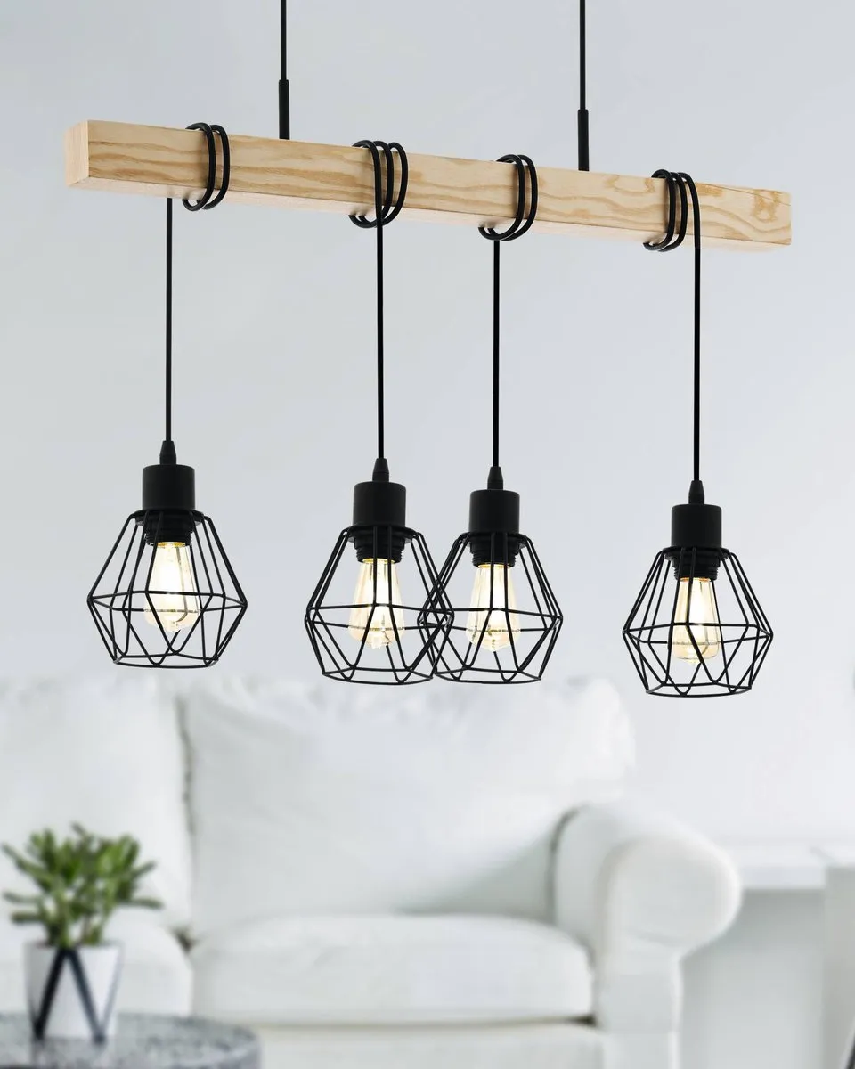 Eglo Townshend 5 Hanglamp - 70cm - Zwart/Bruin - afbeelding 6 van 6