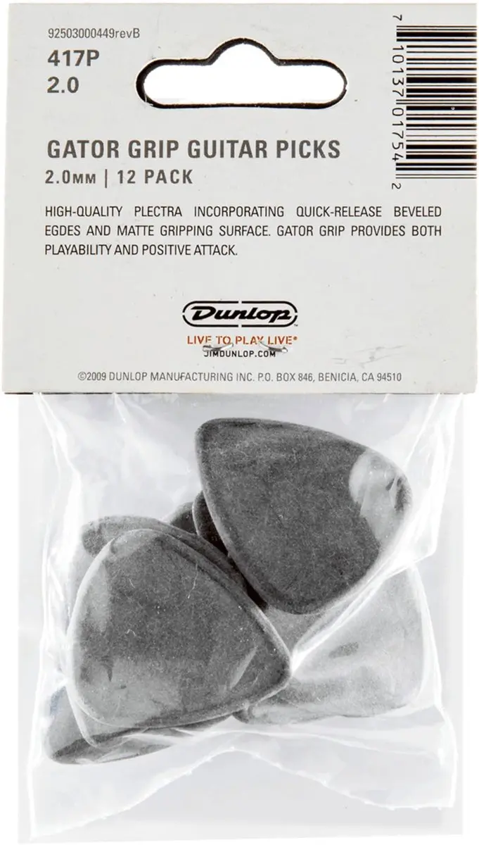 Dunlop Gator Grip Plectrum 2.00mm - 12 Stuks Groen