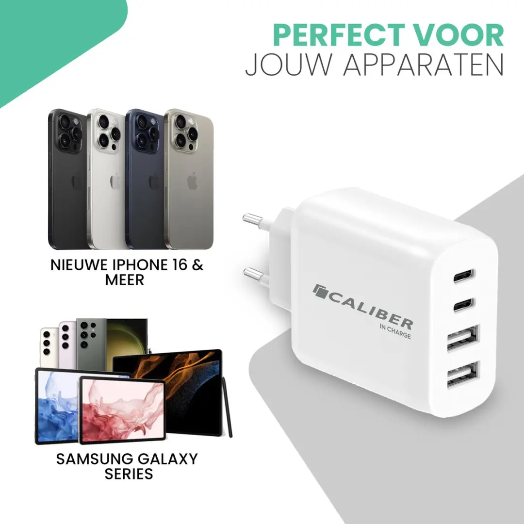 Caliber PSP-35W USB C/Oplader 35W - 4 Poorten - Wit