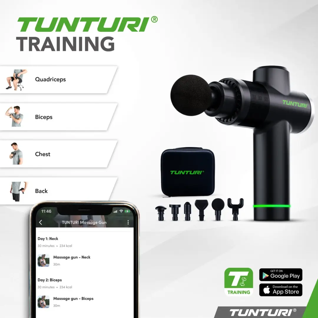 Tunturi MG40 Massagepistool 14TUSYO082 - 6 Koppen - Zwart