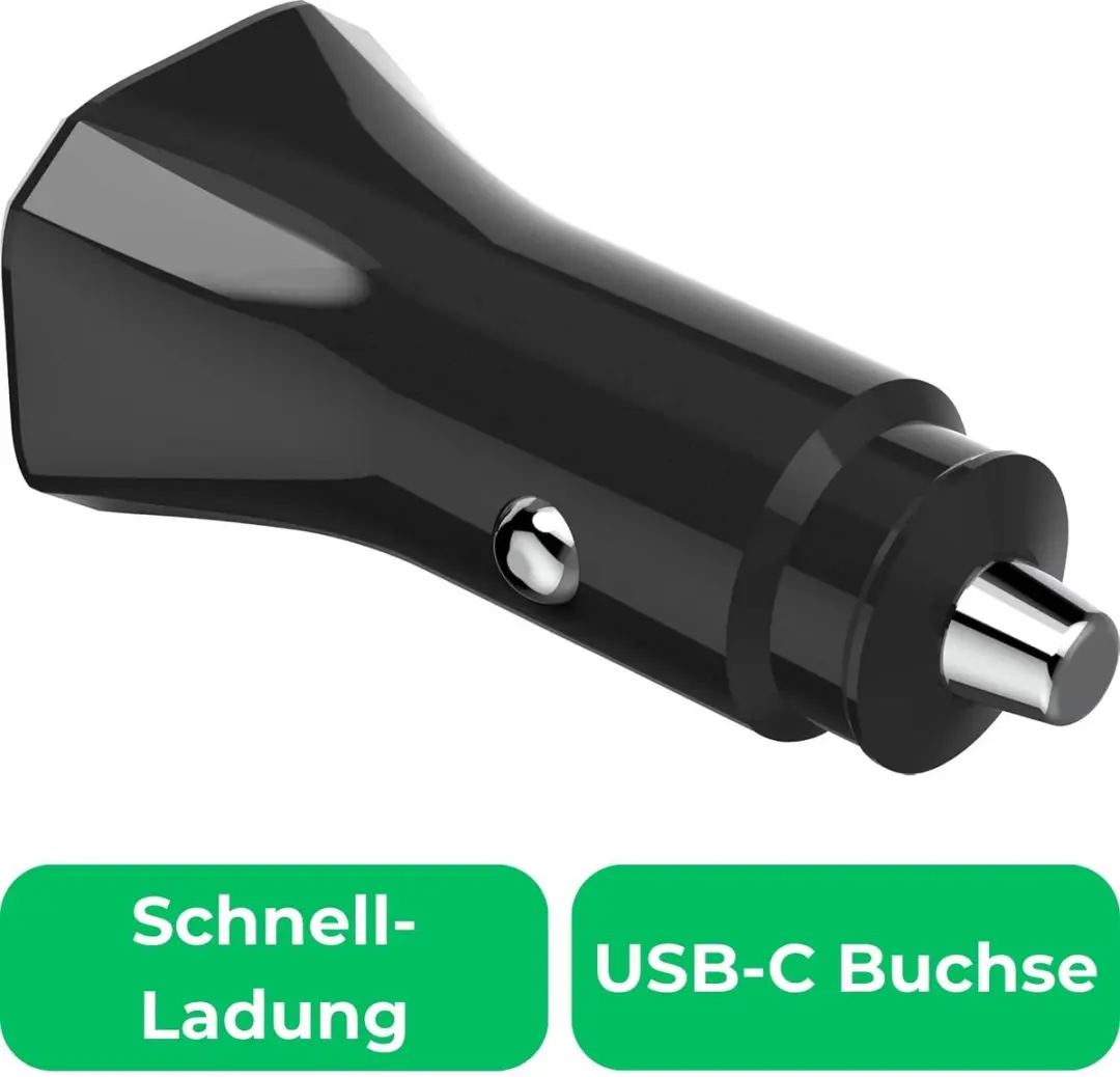 Hama 25W Auto Oplader USB-C PD/QC - Zwart