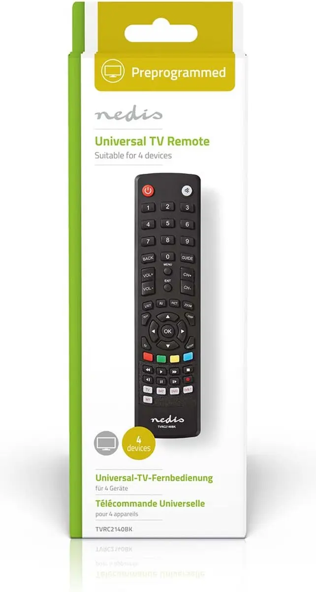 Nedis Universele Afstandsbediening TVRC2340BK - 4 Apparaten - Zwart