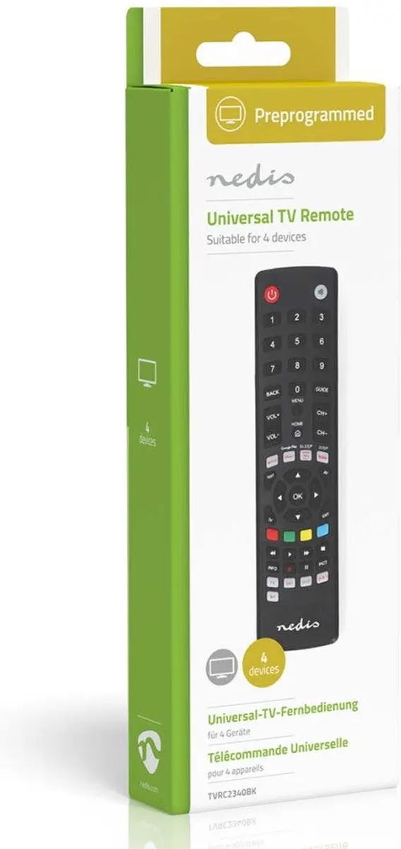 Nedis Universele Afstandsbediening TVRC2340BK - 4 Apparaten - Zwart