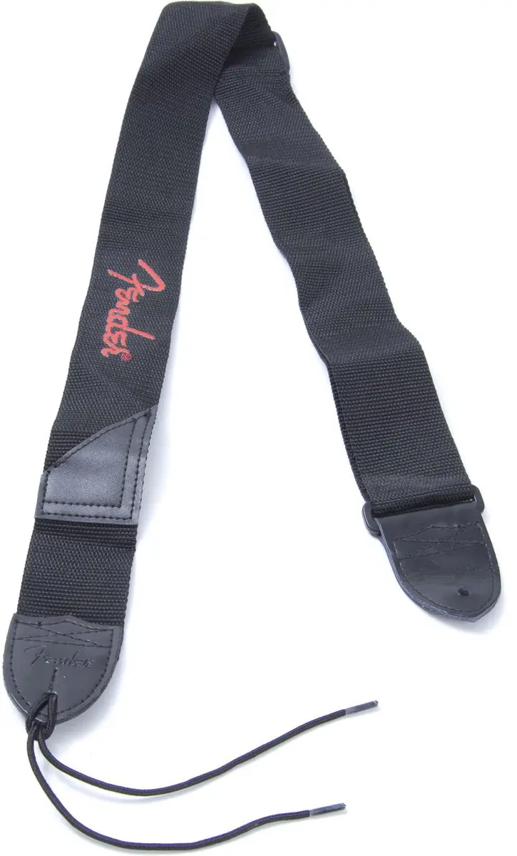 Fender Gitaarband Rood Logo - Universeel - Zwart