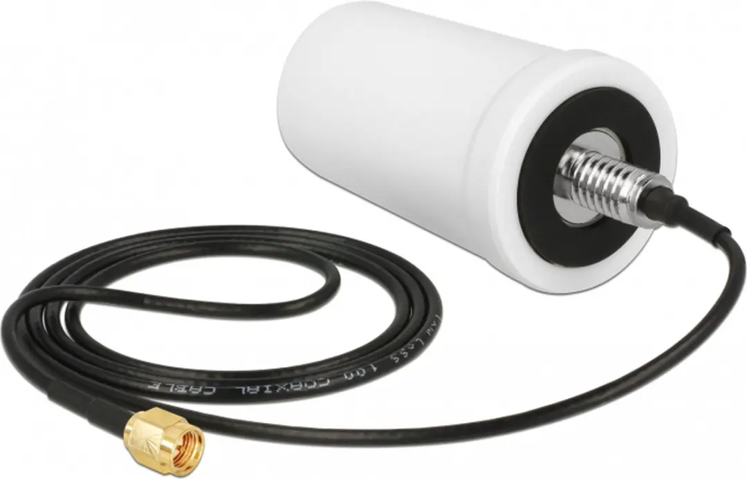 Delock WLAN Antenne SMA - 1,4-3,0 dBi Omnidirectioneel - 1m Kabel - Wit