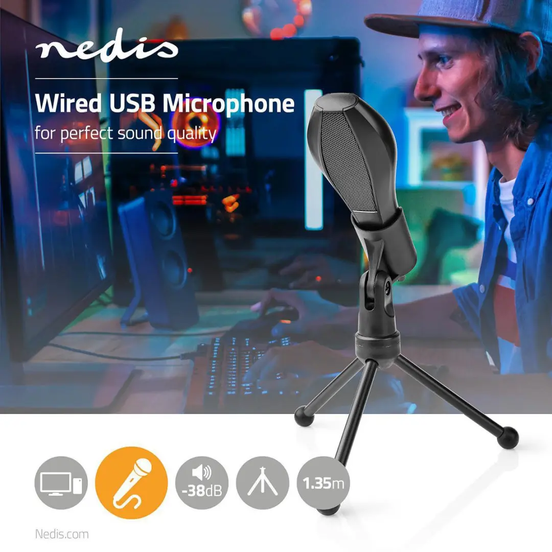 Nedis MICTU100BK USB Microfoon - Zwart