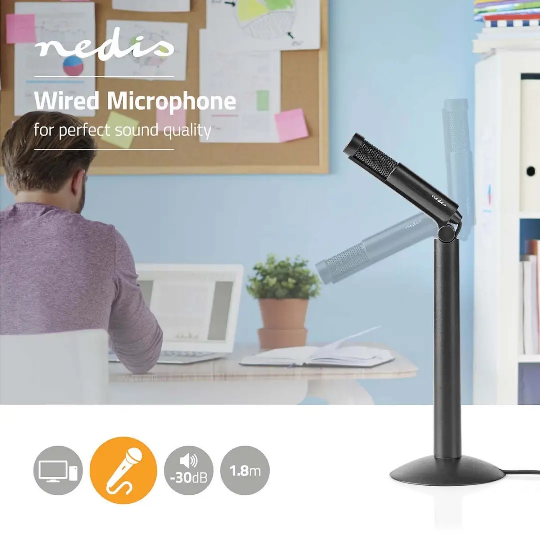 Nedis MICSJ100BK Microfoon - Bedraad - Zwart