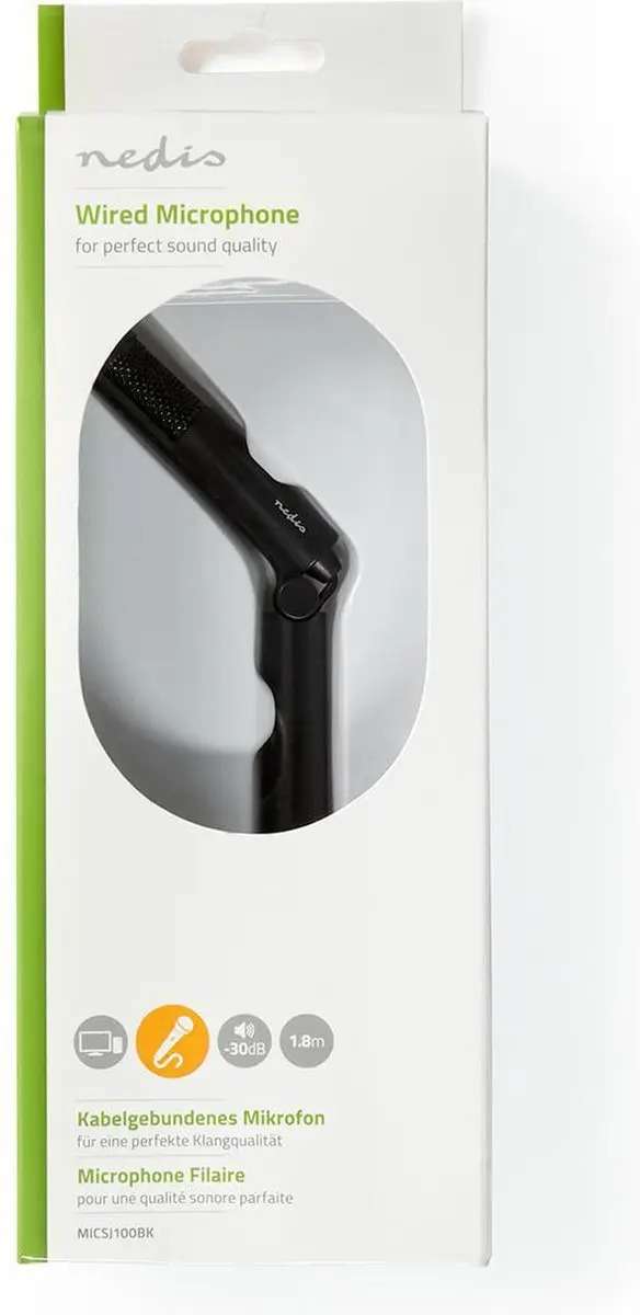 Nedis MICSJ100BK Microfoon - Bedraad - Zwart
