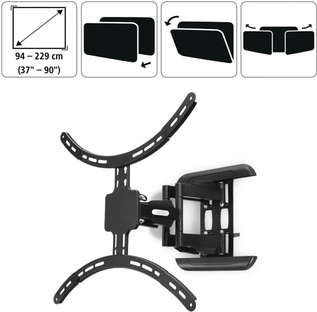 Hama TV Beugel Draai/Kantelbaar 00220837 - VESA 200x200 - 37-60" - 50kg - Zwart - afbeelding 6 van 6