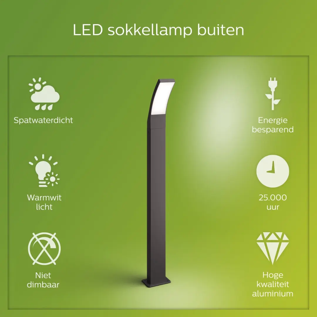 Philips Splay Post Antraciet LED 12W 2700K
