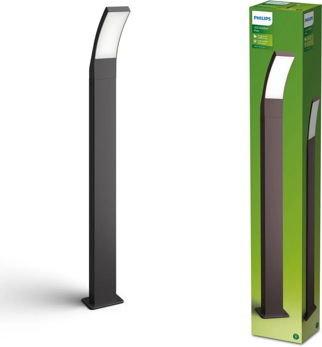 Philips Splay Post Antraciet LED 12W 2700K