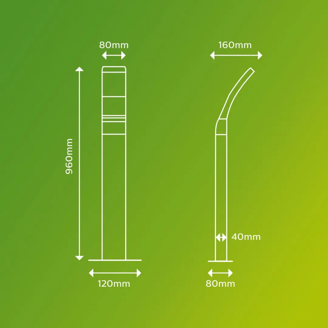 Philips Splay Post Antraciet LED 12W 2700K