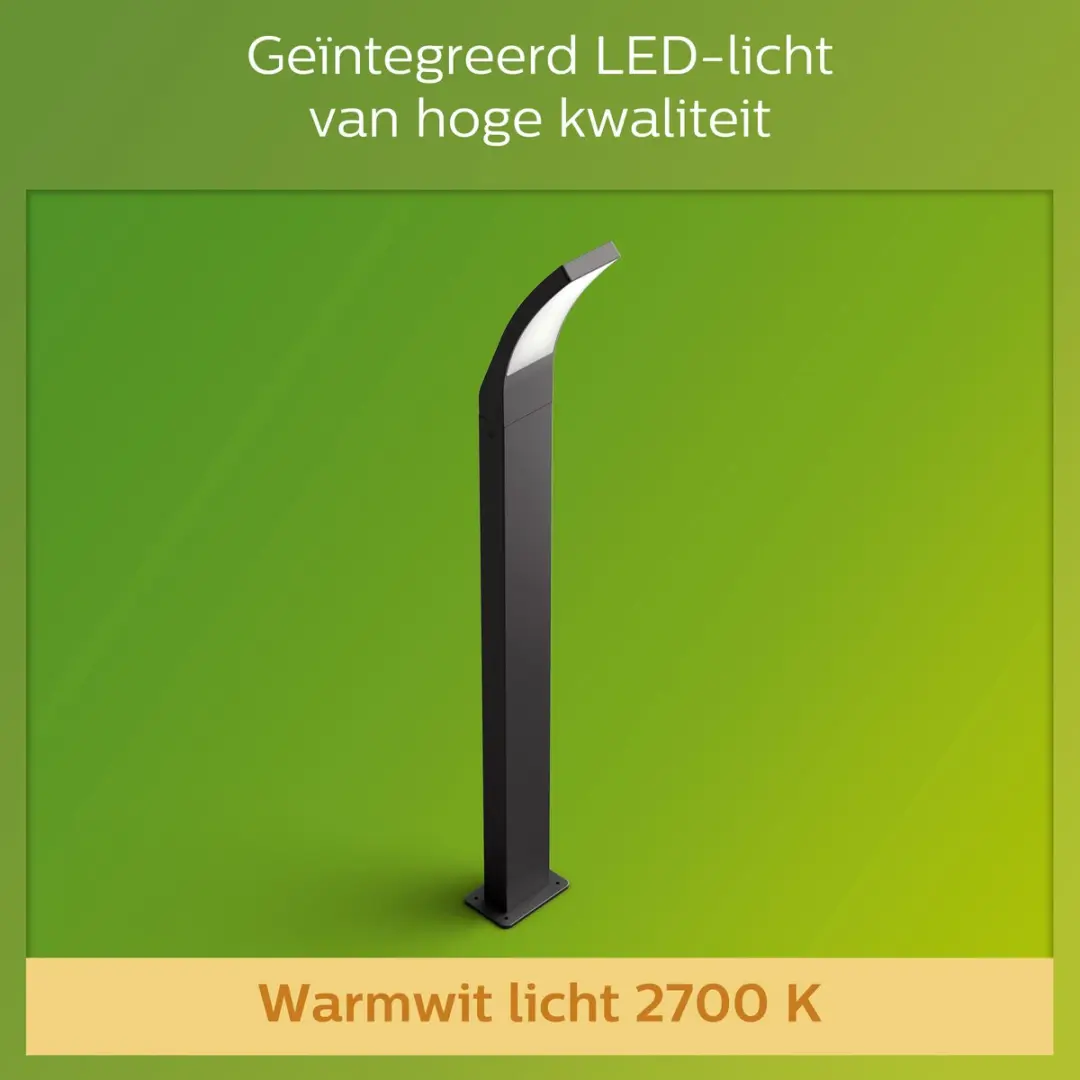 Philips Splay Post Antraciet LED 12W 2700K