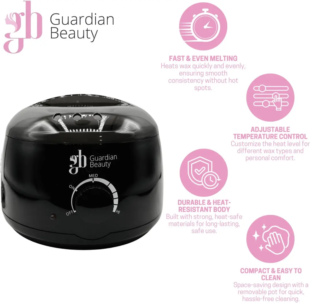 Guardian Beauty Wax Warmer Ontharingset - Zwart - 400g Harde Wasbonen