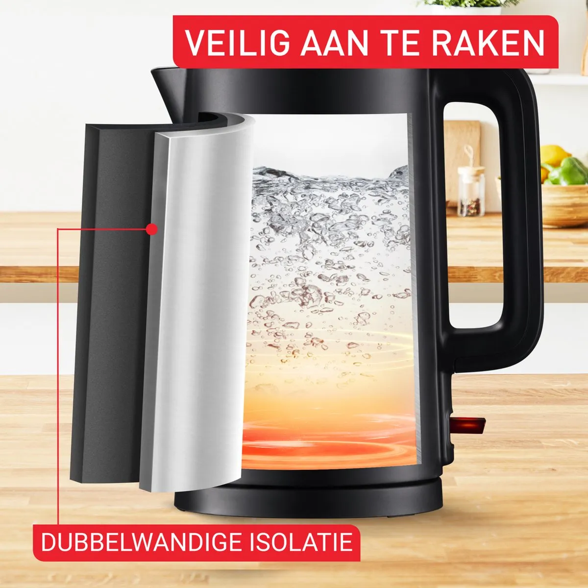 Tefal Thermo Protect Waterkoker KO1408E0 - 1500W - Zwart