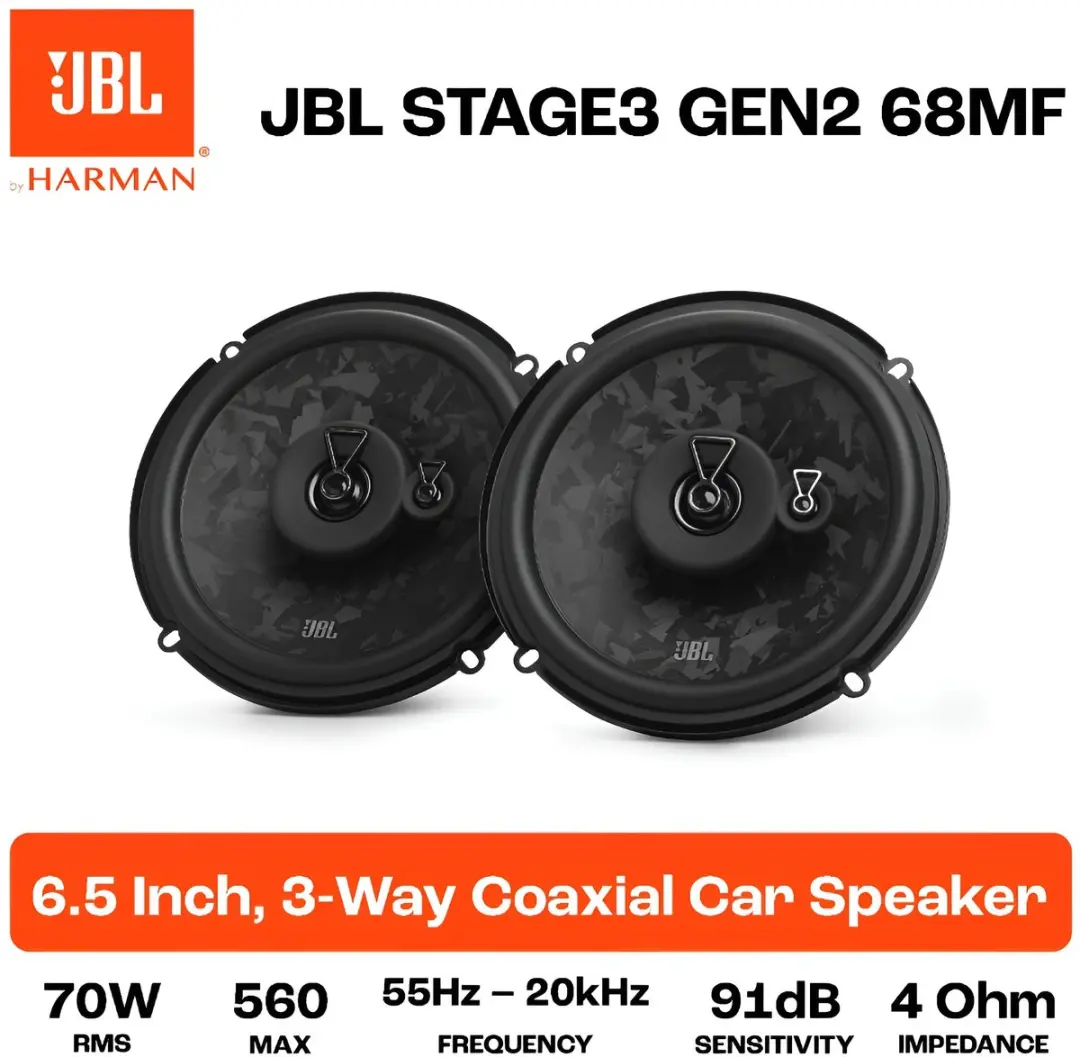 JBL Stage3 68MF Autospeakers 6,5" - 70W RMS - 560W Piek - Zwart