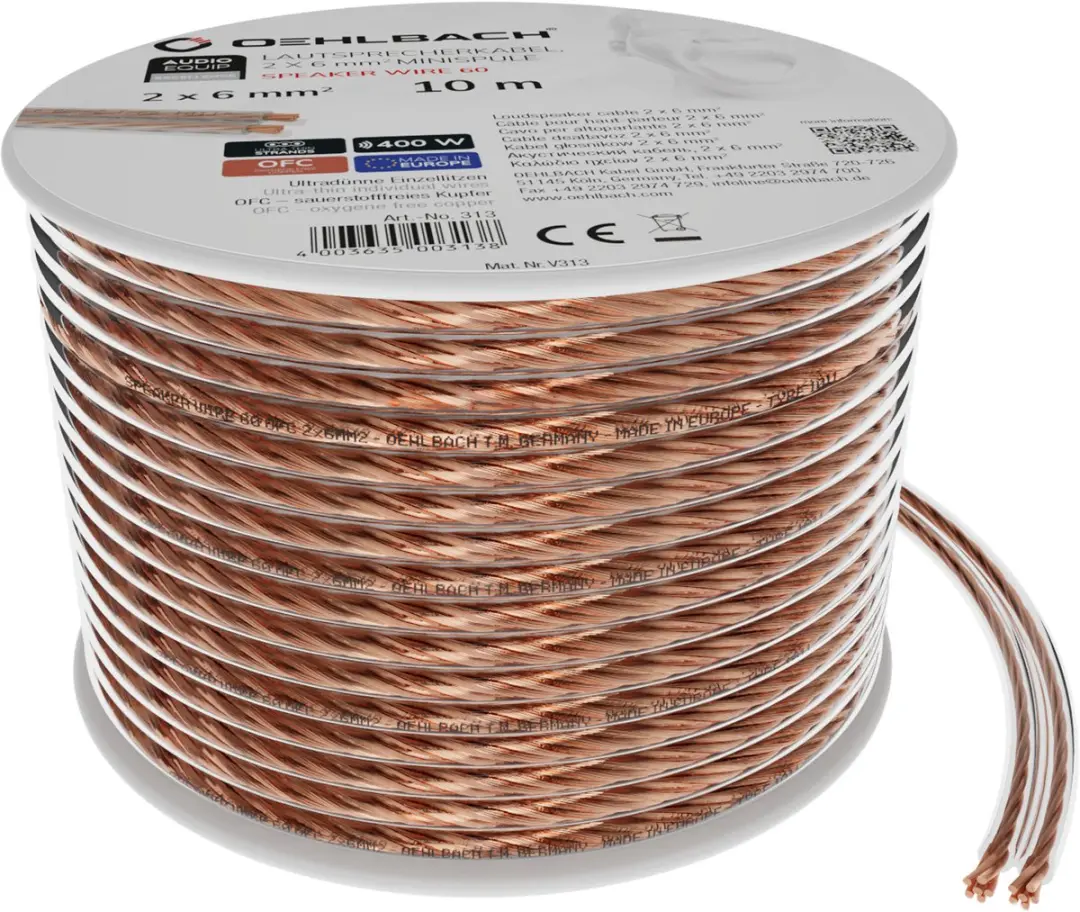 Oehlbach D1C312 Luidsprekerkabel 2x6mm² - Transparant