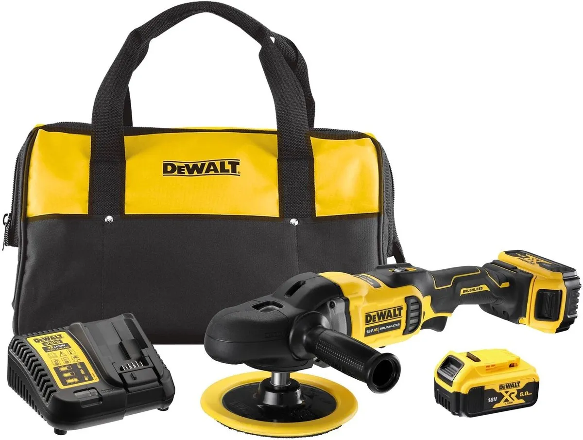 DeWalt DCM849P2 Accu Haakse Polijstmachine 18V XR - 180mm - 3 Accessoires