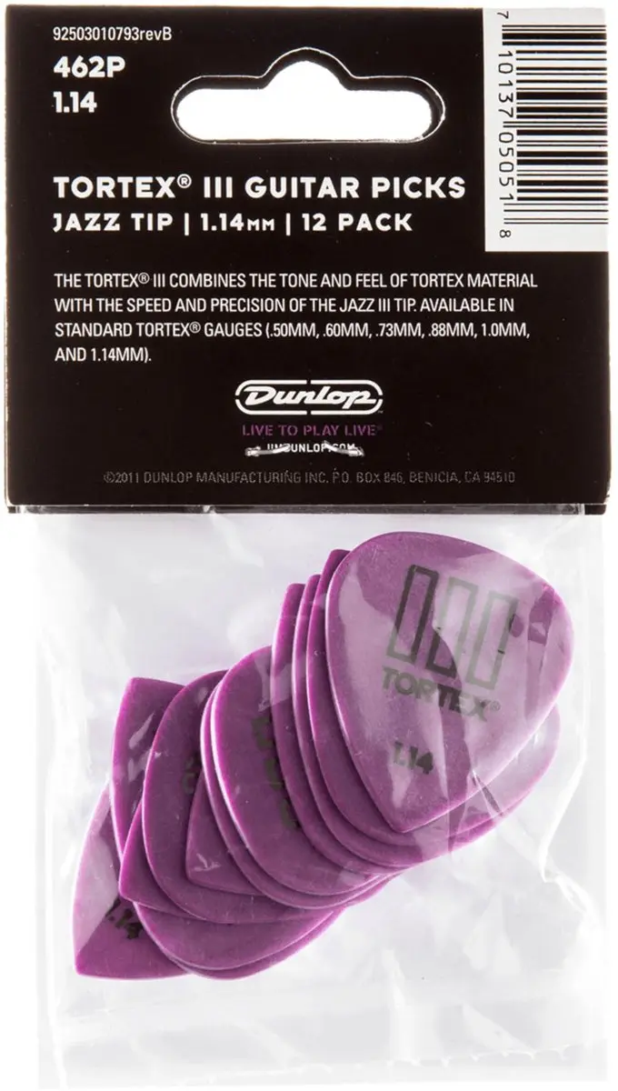 Dunlop Tortex III Plectrum 1.14mm - 12 Stuks - Violet