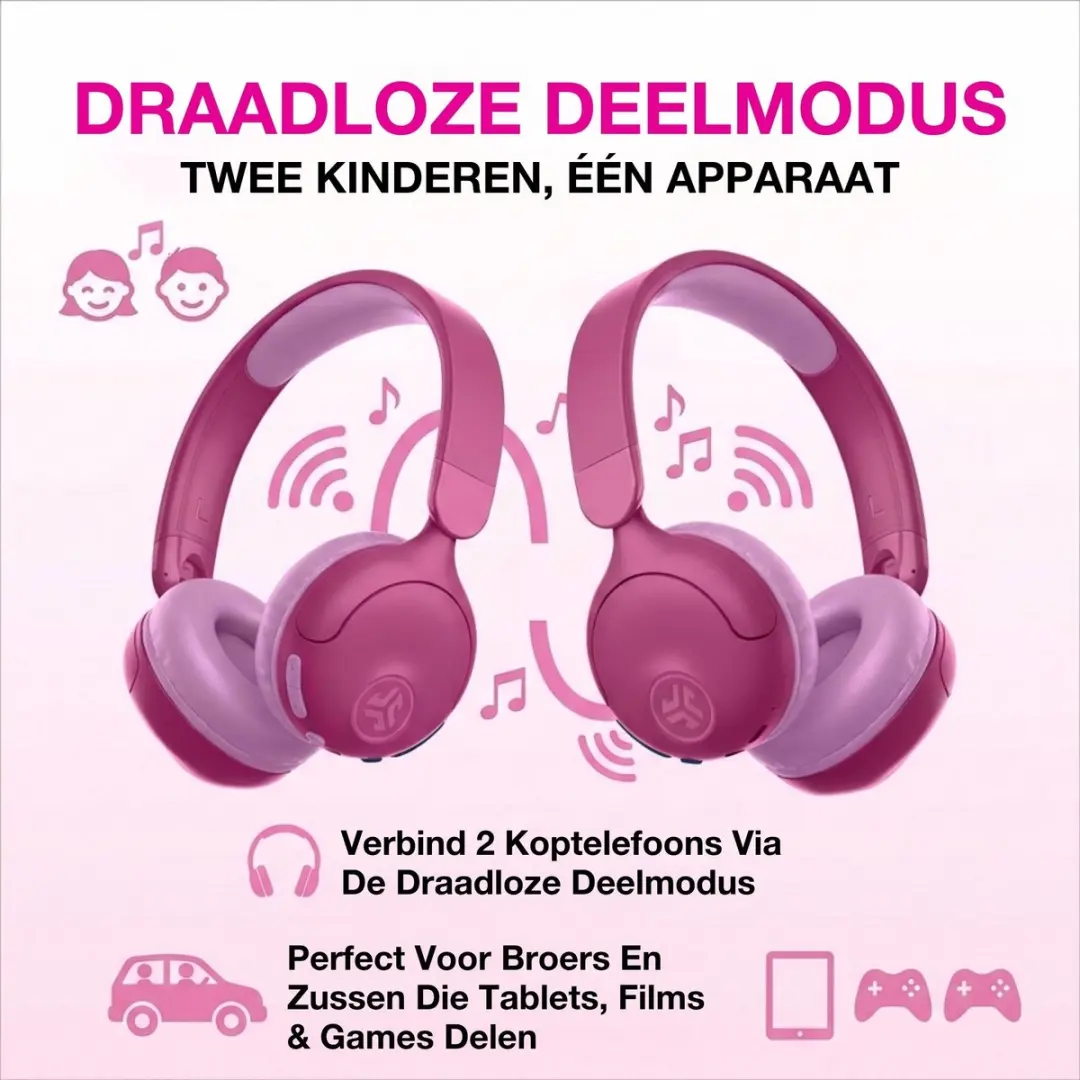 JLab JBuddies IEUHBKJPOPRPNK122 Kinderkoptelefoon - Roze