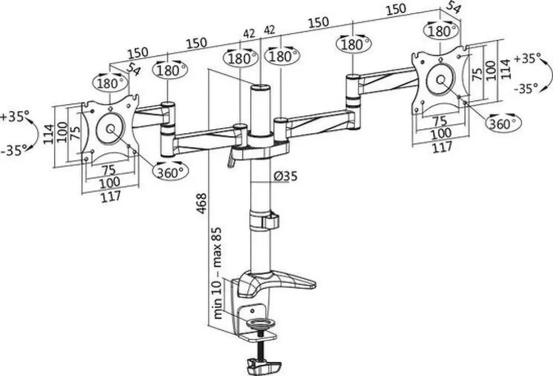 Logilink BP0077 Desk Mount Dual - 13-27" - Zwart