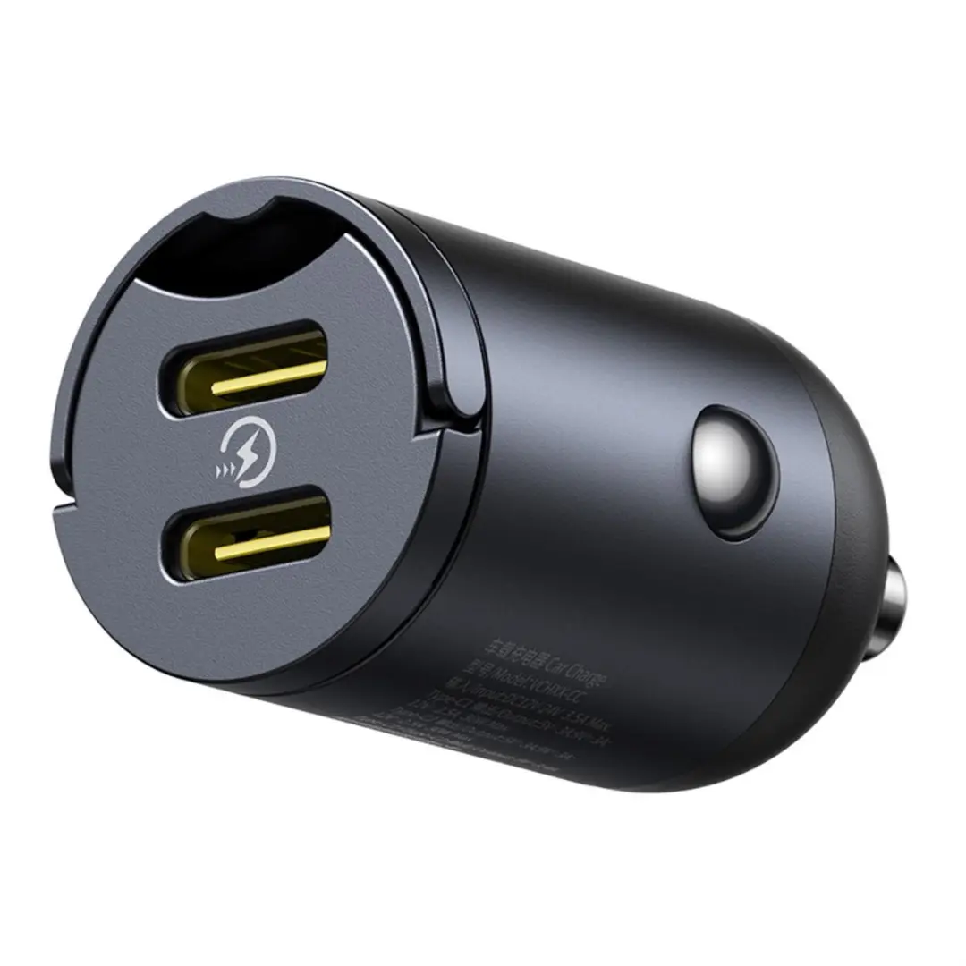 Baseus Autolader 30W 2xUSB-C - Zwart