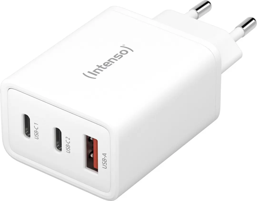 Intenso W65ACC 65W GaN USB-adapter - 2x USB-C 1x USB-A - Wit