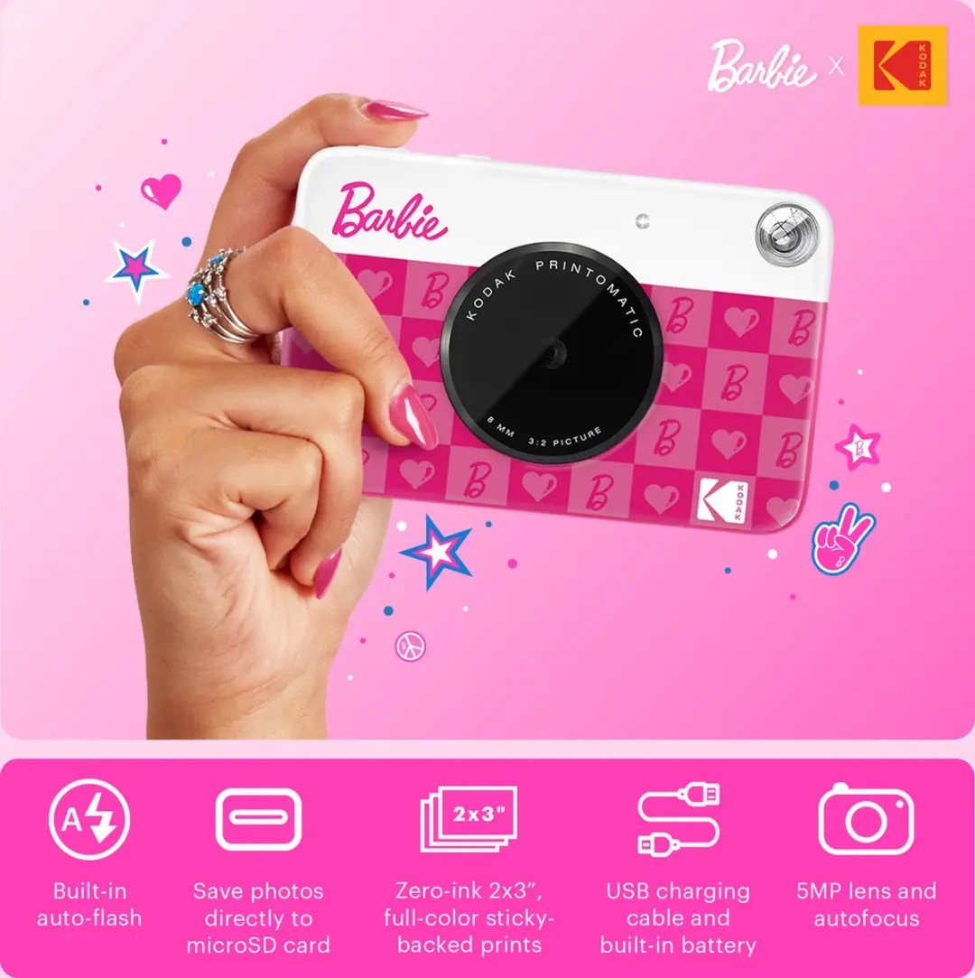 Kodak Printomatic Barbie Iconic Style Instant Camera - Roze