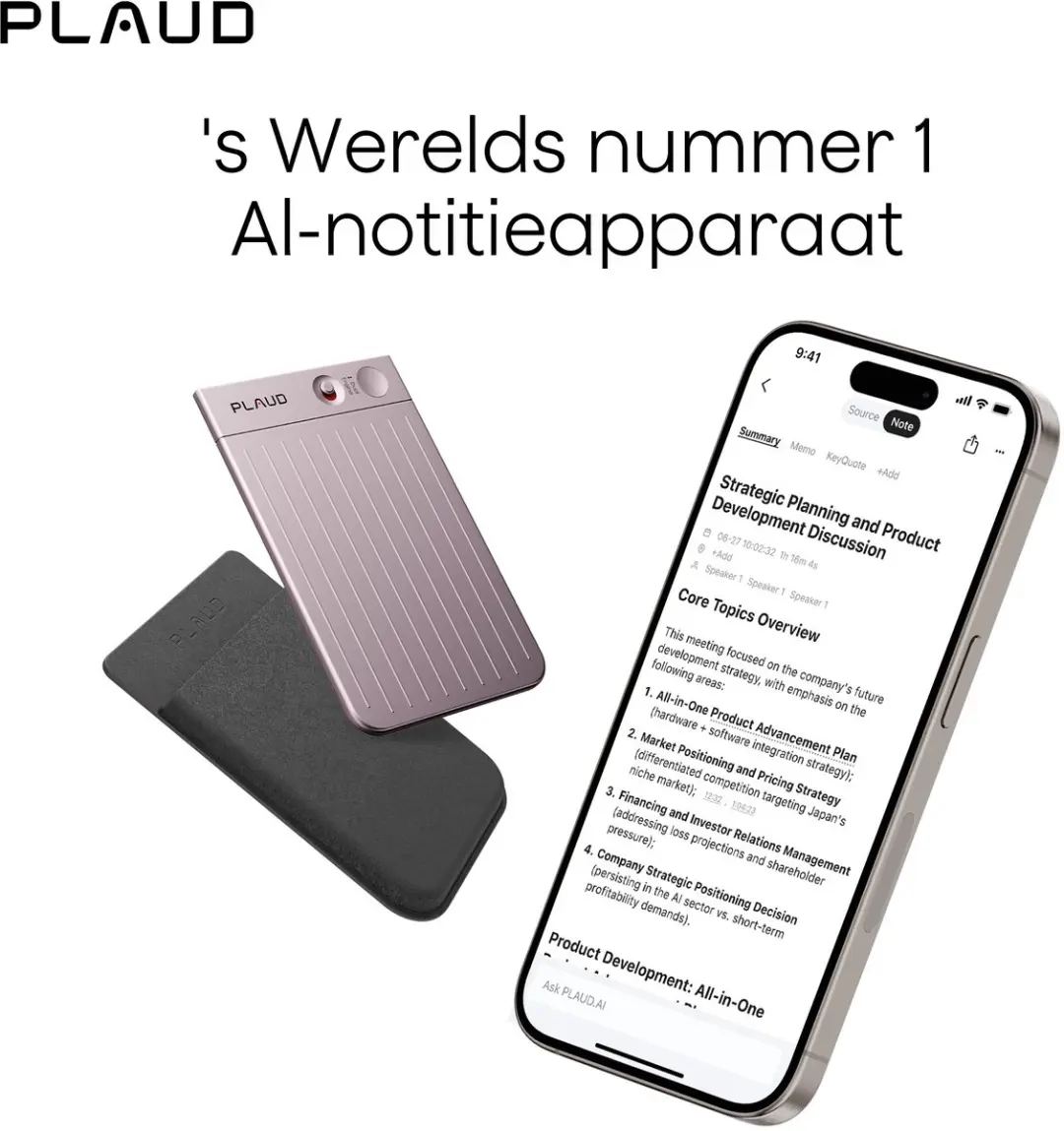 PLAUD Note 64GB AI Voice Recorder - Starlight - MagSafe